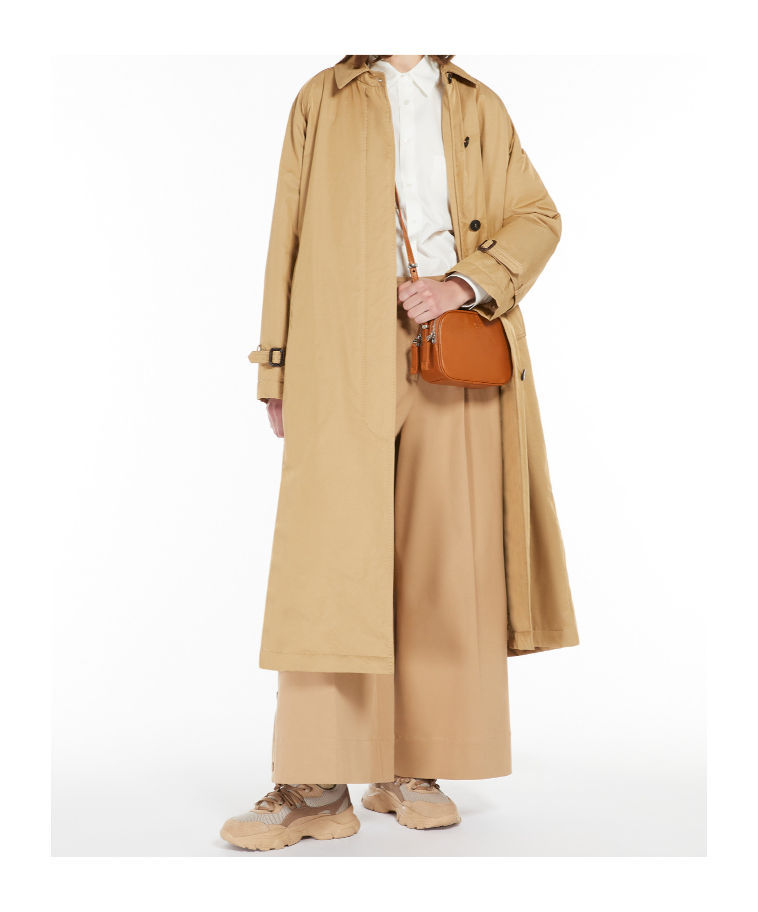 Weekend Max Mara Wool Canvas Wide-leg Pants In Nude