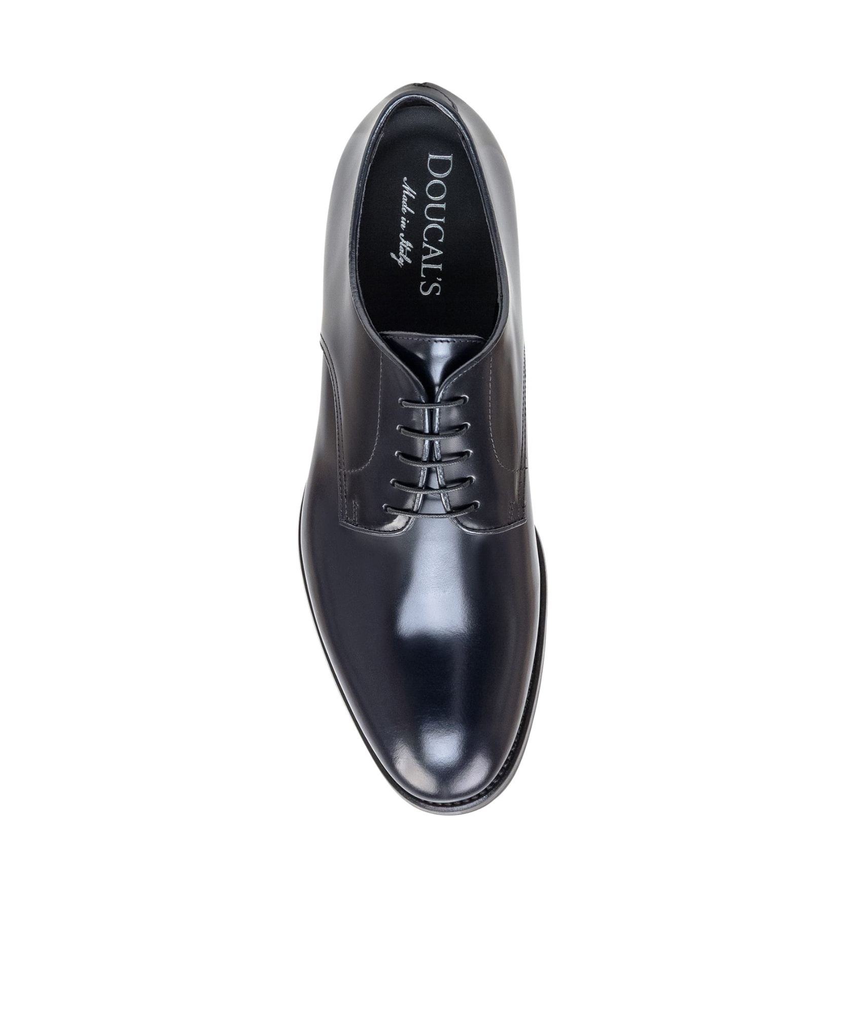 Doucal's Classic Black Derby Shoes Polished Finish In Calf Leather Man In Black