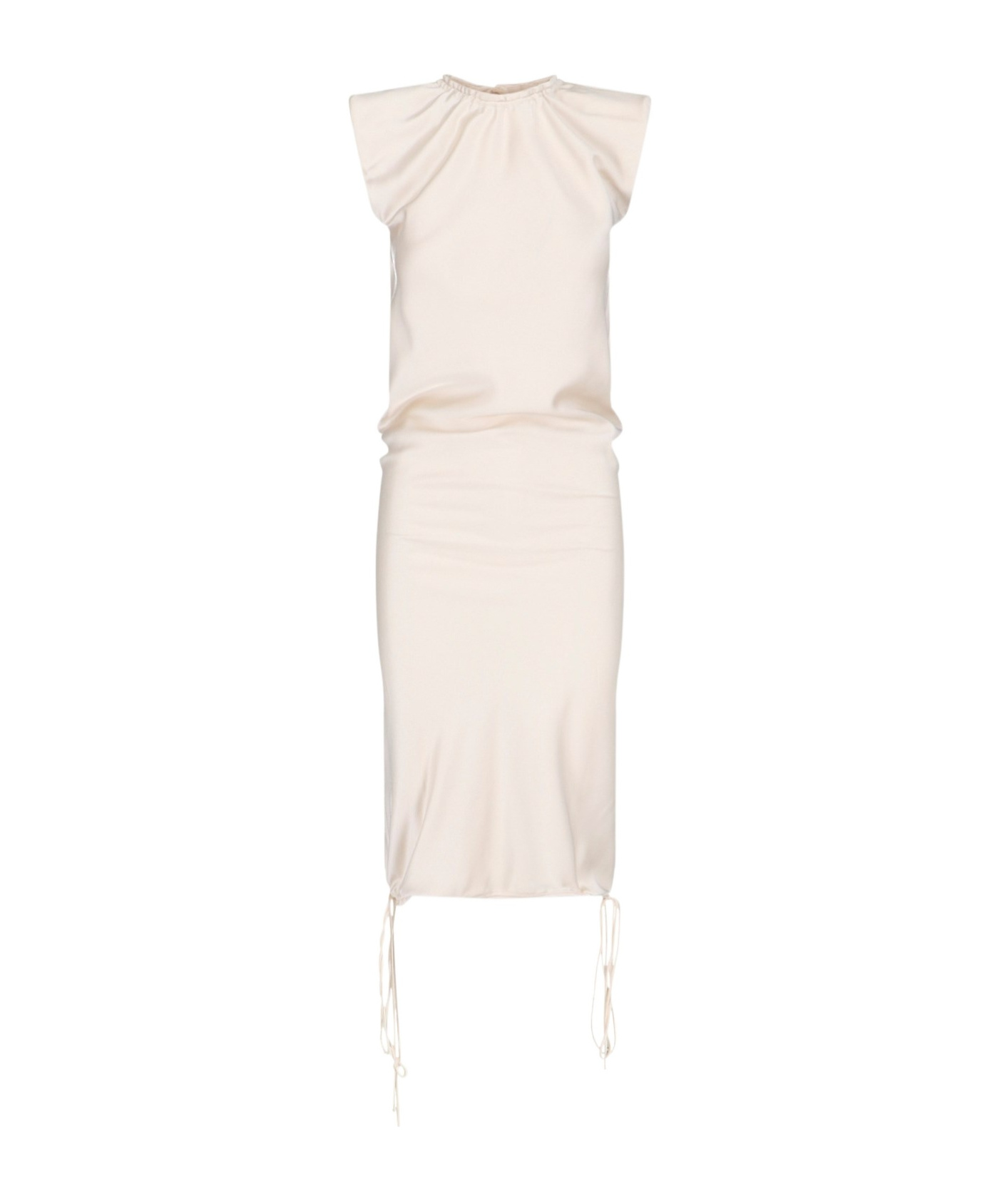 Shop Attico The Ruched Neck Drawstring Midi Dress In White