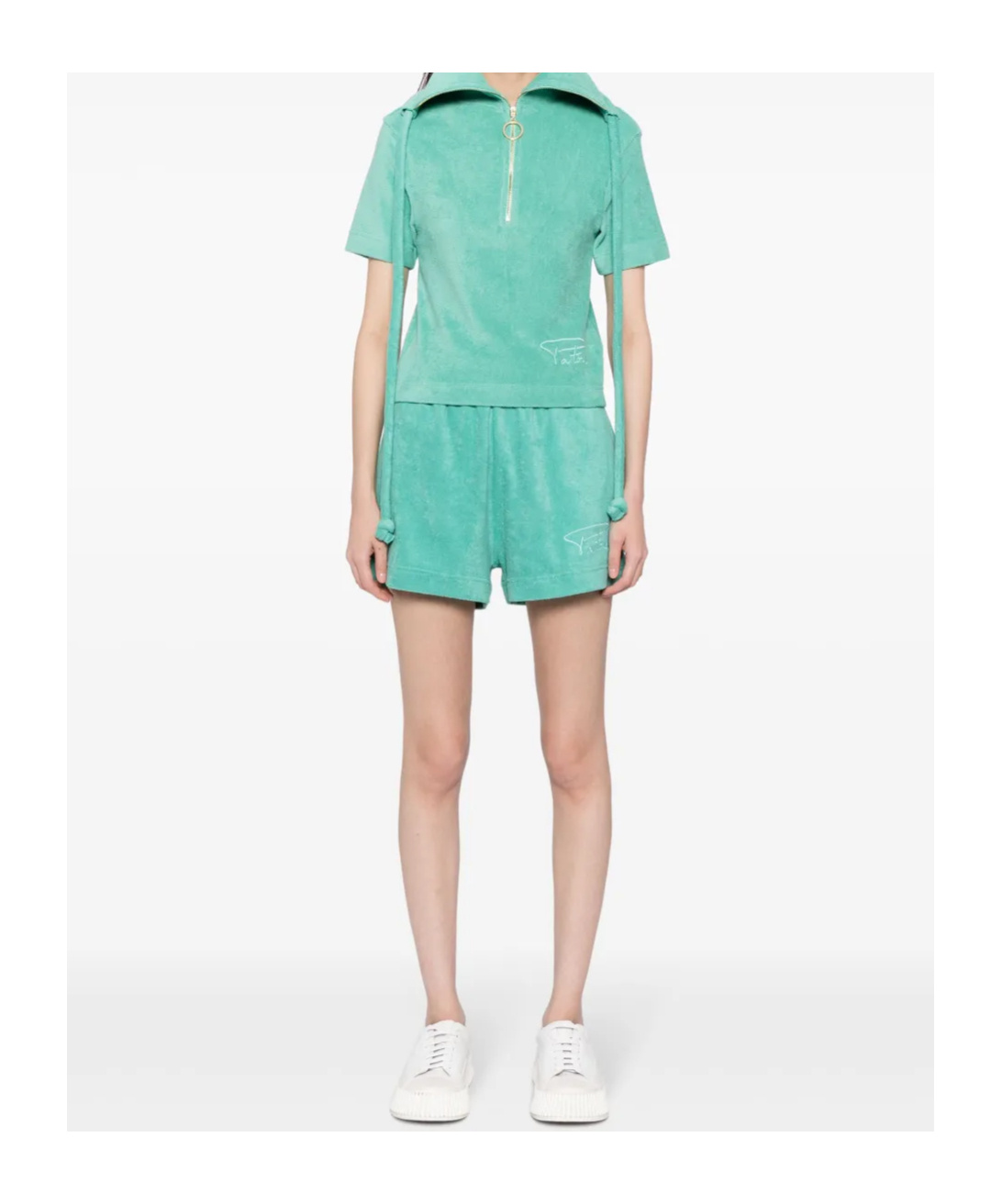 Patou Logo Embroidered Terry Shorts In Green