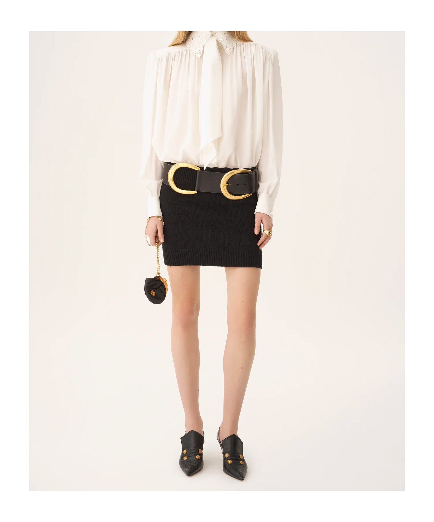 Chloé Pleated Scarf-tie Crepe De Chine Lace Shirt In White
