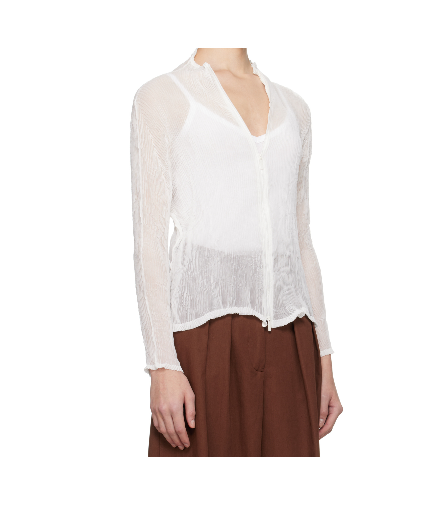 Issey Miyake Chiffon Twist Bk/wt-56 Shirt In White