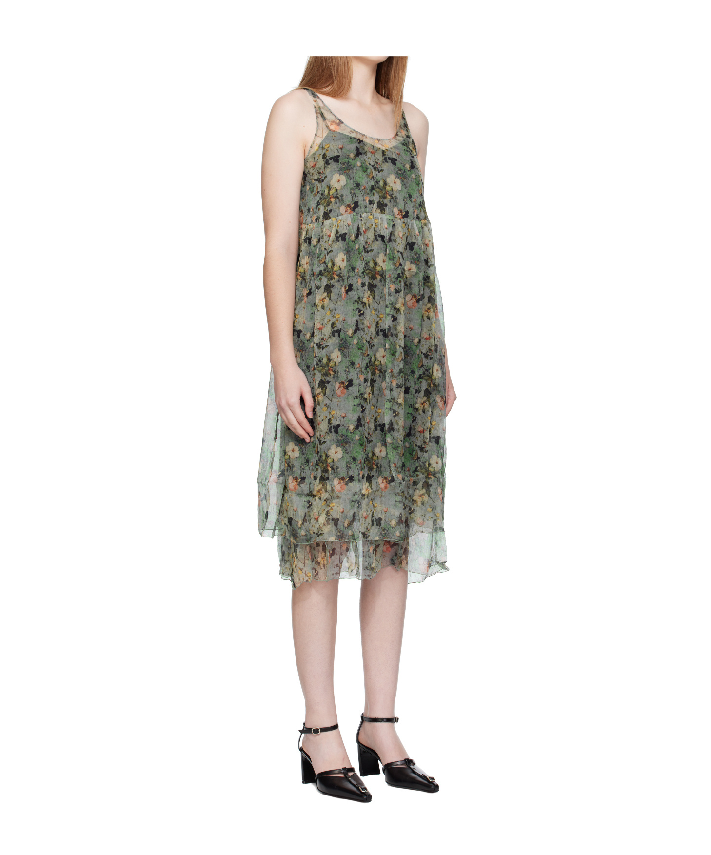 R13 Gathered Tank Dress In Green