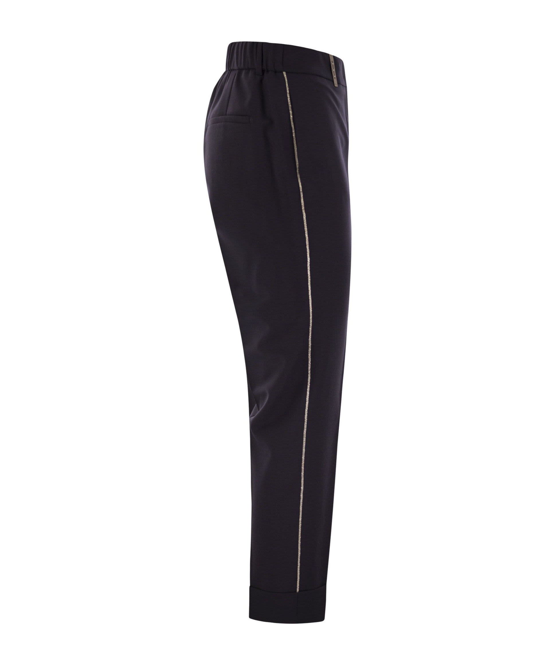 Peserico Pressed-crease Faille Tapered Trousers In Black
