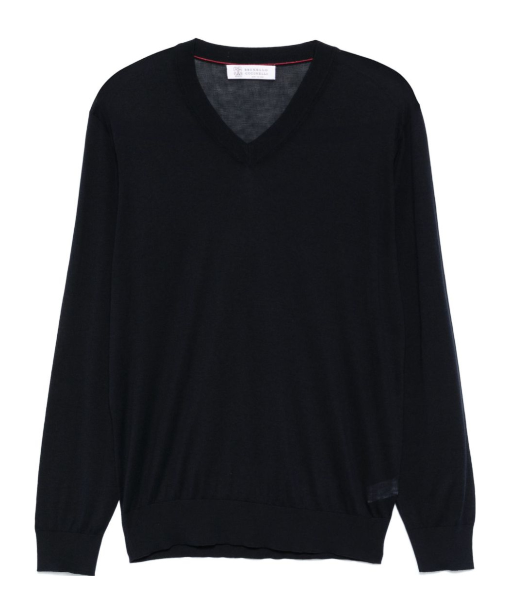Brunello Cucinelli Knitwear With Long Sleeves And V-neckline In Navy Blue