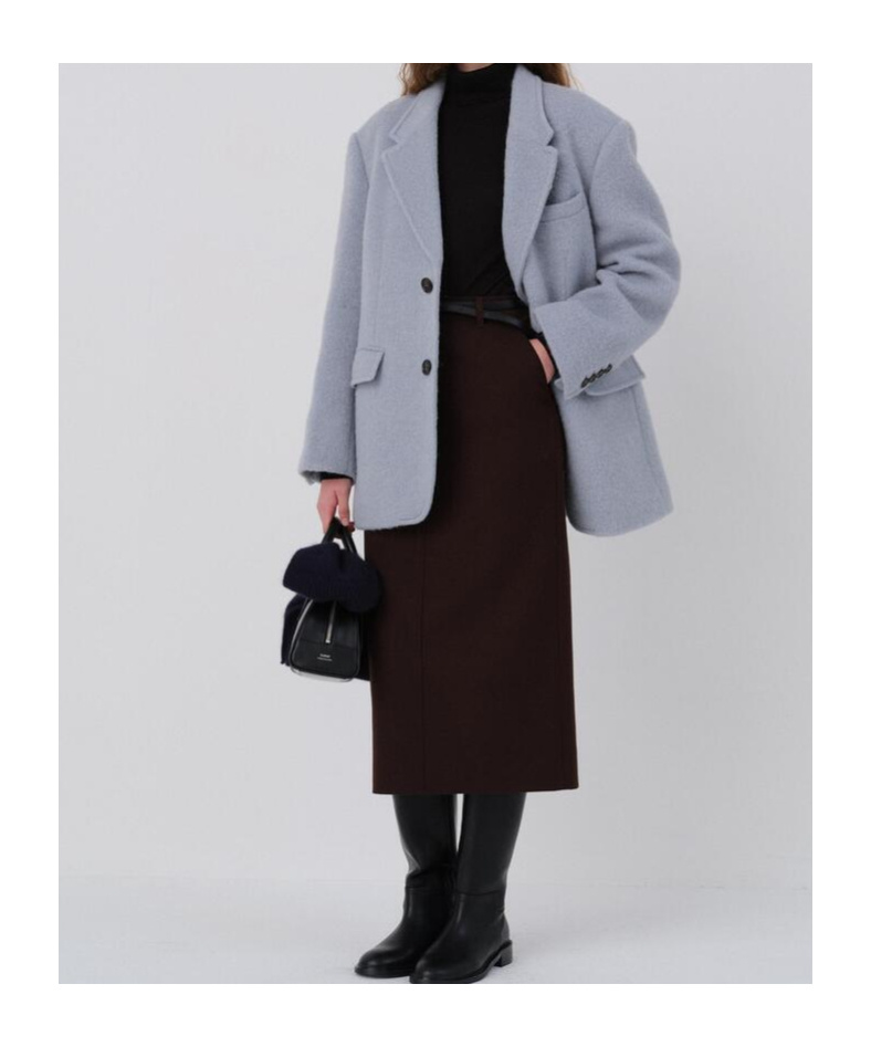 Dunst Unisex Alpaca Blazer Coat In Blue