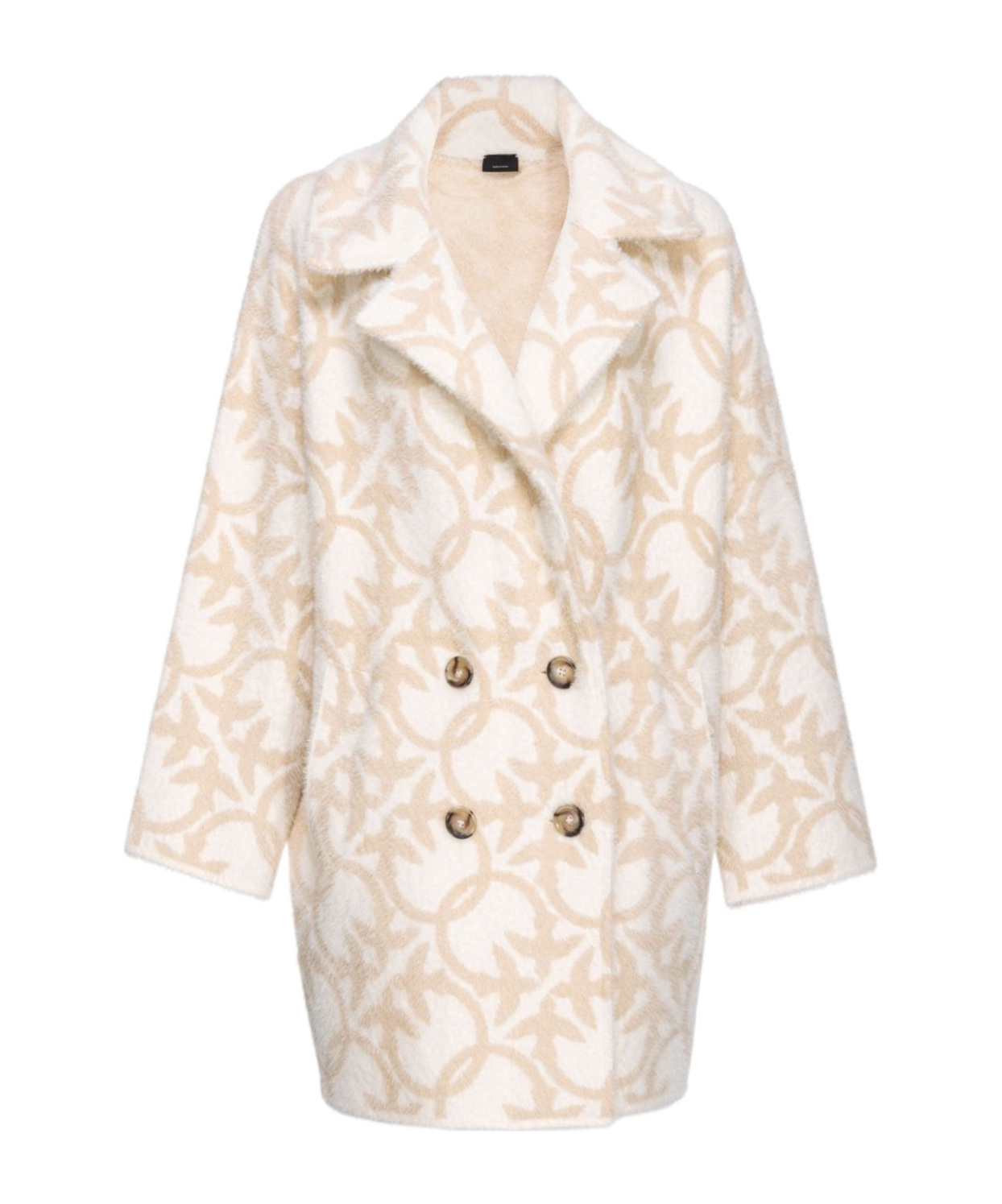 Shop Pinko Love Birds Double-breasted Coat In White