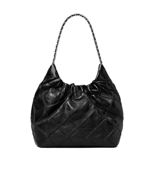 Tory Burch Fleming Distressed Mini Hobo Bag Shoulder Bags Black In Black