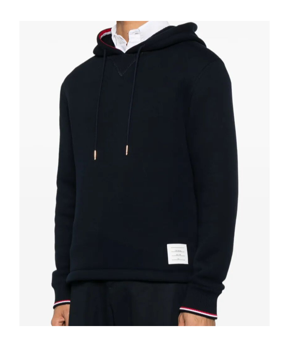 Thom Browne Oversized Hoodie Pullover With Rwb Tipping Stripe In Chunky Loopback Clothing In Black
