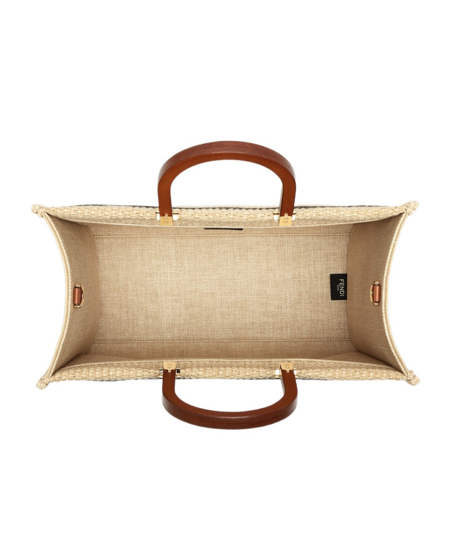 Fendi Sunshine Small Shopper Bag In Nude