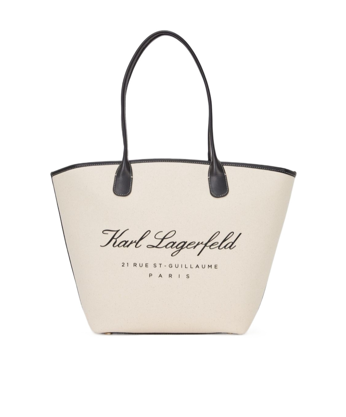 Karl Lagerfeld Medium Hotel Karl Canvas Tote Bag In White