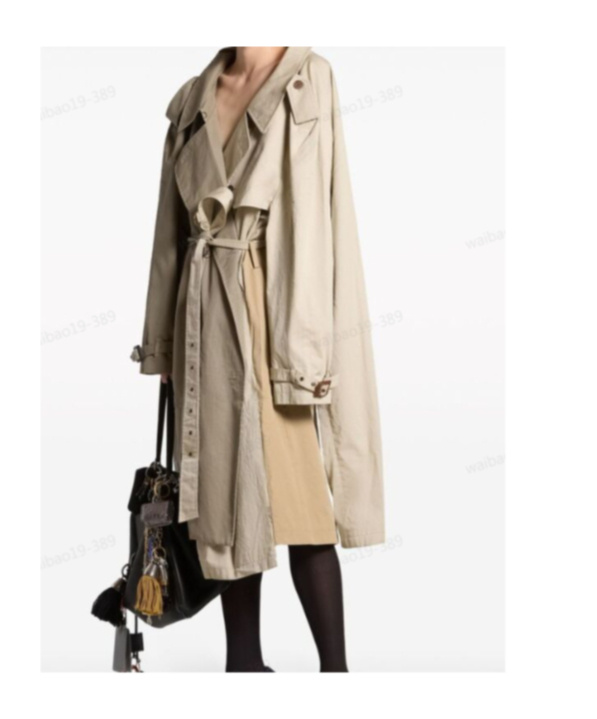 Shop Balenciaga Double Sleeve Hybrid Cotton Trench Coat In Nude