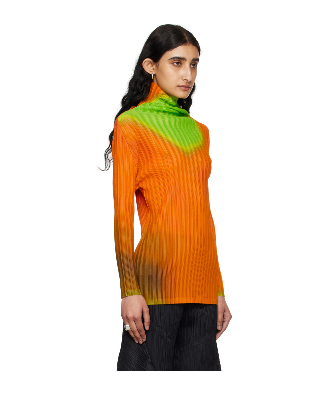 Issey Miyake Orange Melty Rib Turtleneck In Orange