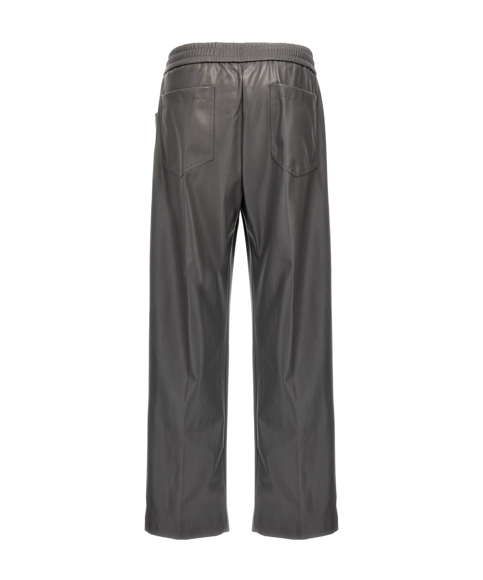Nude Faux Leather Trousers Pants In Black