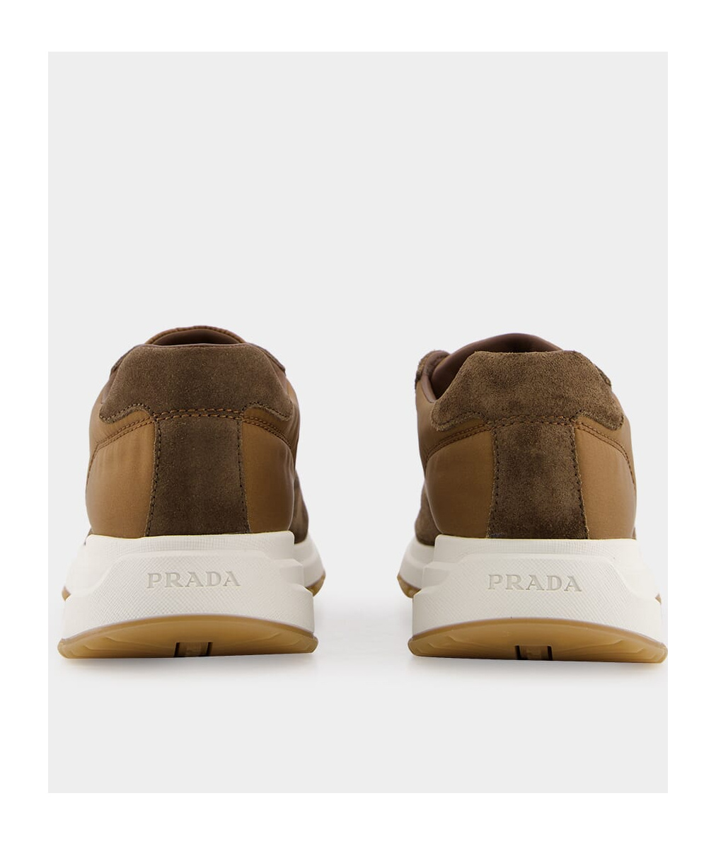 Prada Suede Low-top Sneakers Rubber Sole In Nude
