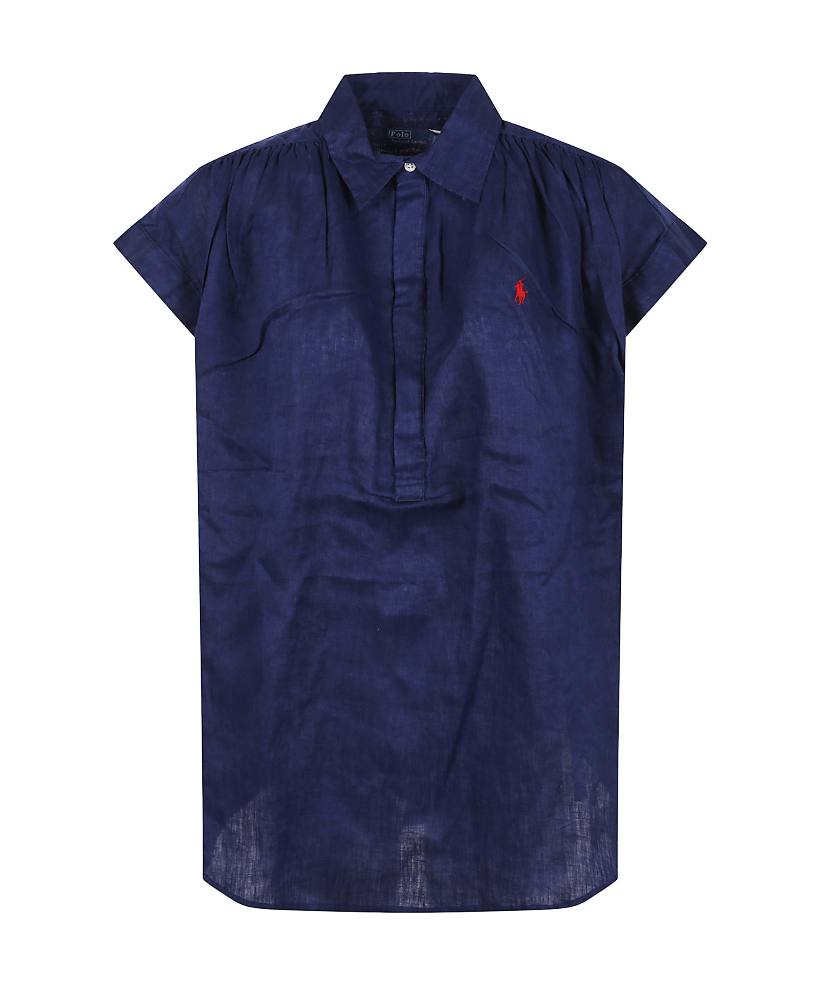 Shop Polo Ralph Lauren Cap-sleeve Shirt In Blue