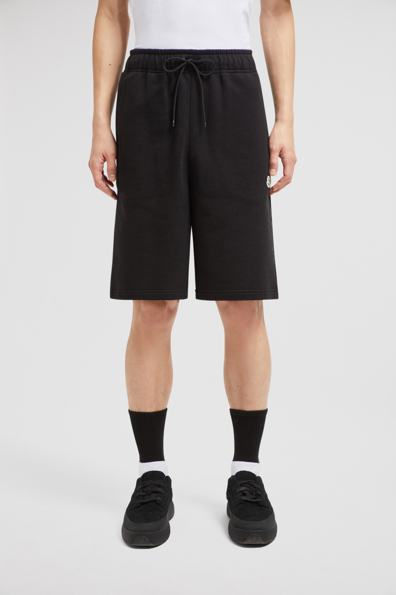 Moncler X Frgmt Embroidered Logo Shorts In Black
