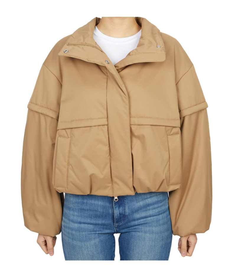 Max Mara Long-sleeved Cotton-padded Jacket In Brown