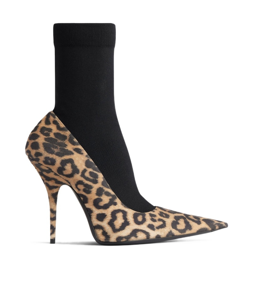 Balenciaga Printed Suede Avenue Sock Pumps In Black