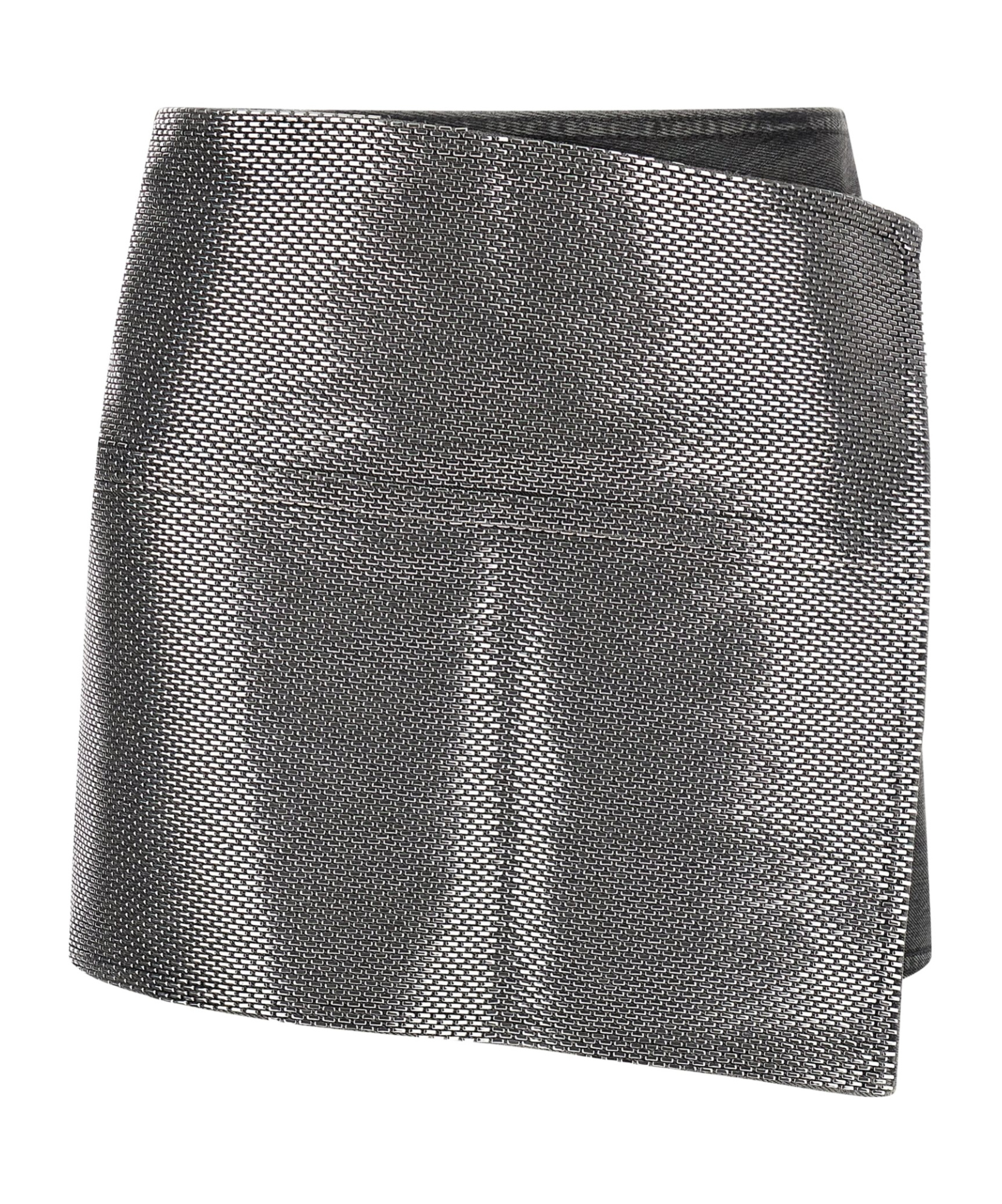 Haikure Asymmetric Metallic Skirt Contrast Patch In Gray