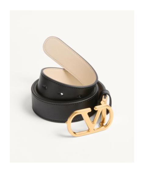 Valentino Cintura Reversibile Vlogo Signature In Vitello Lucido 30 Mm In Black