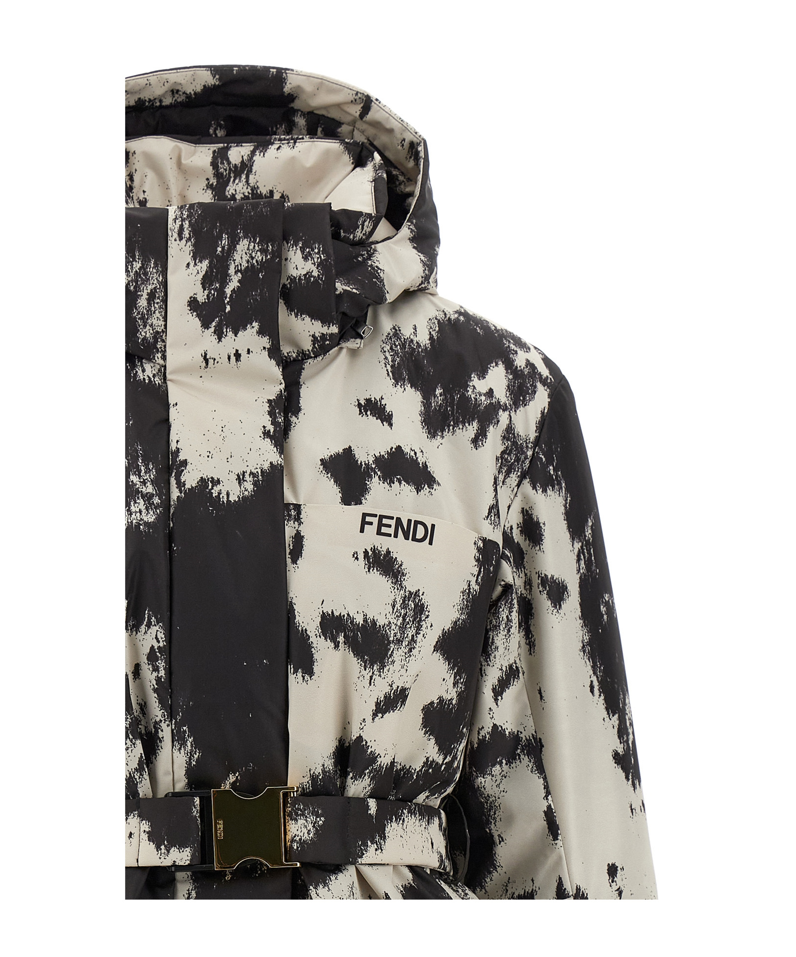 Fendi Frosted Fauna Puffer Jackets Multicolor In Black