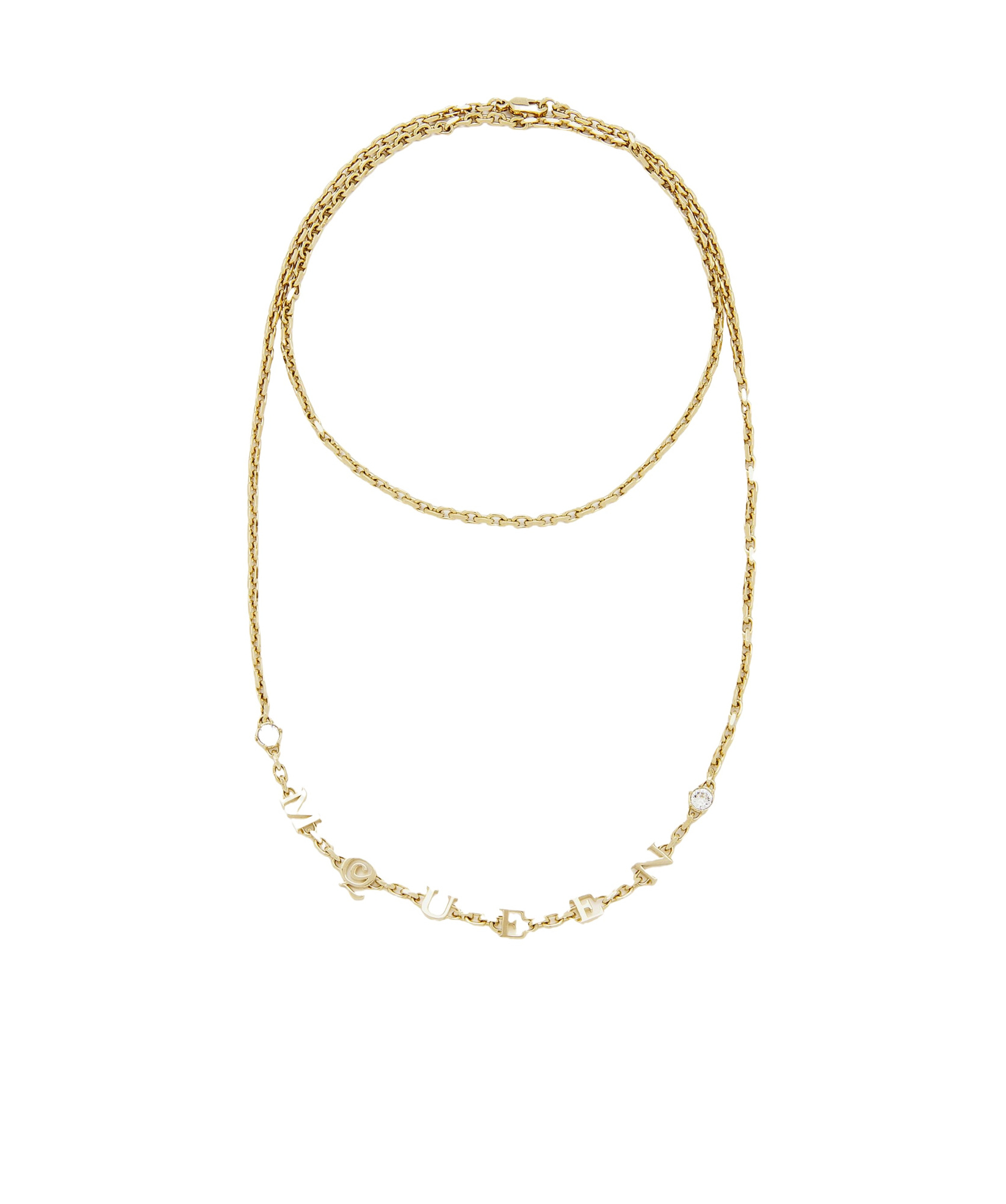 Alexander Mcqueen Necklace With Logo-lettering And Crystal In Gold