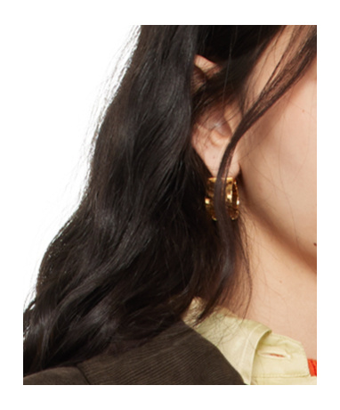 Jil Sander Gold Textured 3 Hoop Earrings In Gold