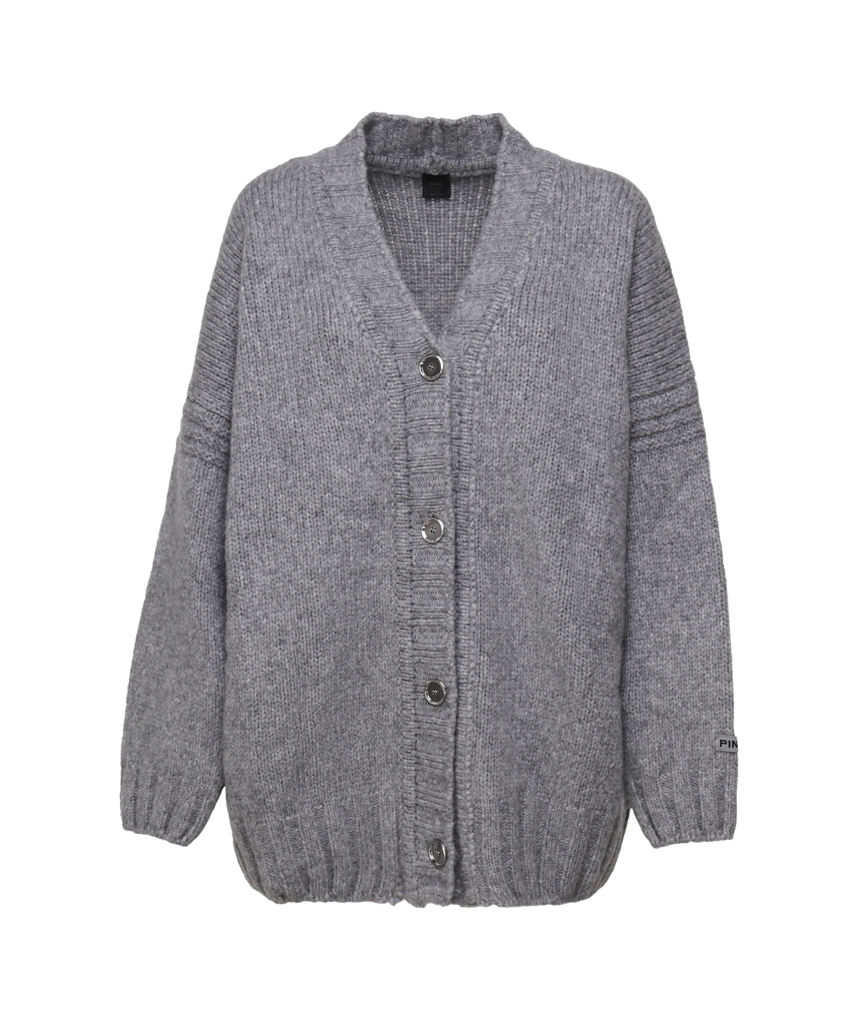 Pinko Blended Wool Cardigan In Gray