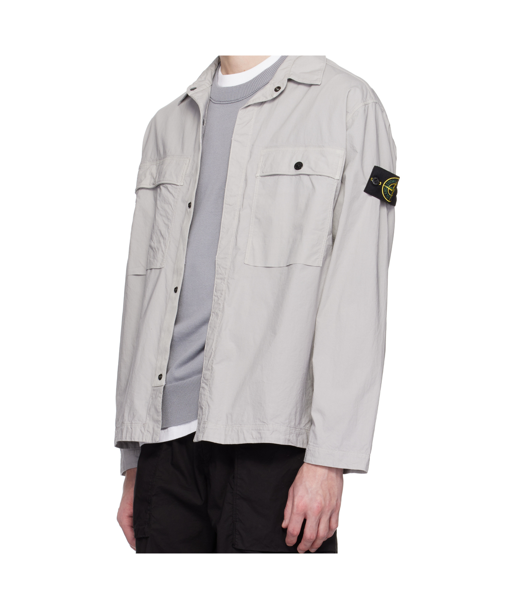 Stone Island Tela Paracadute Overshirt In Gray