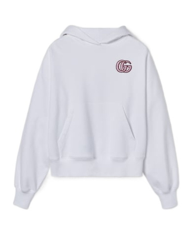 Gucci Cotton Sweatshirt With Hood And Kangaroo Pocket In White