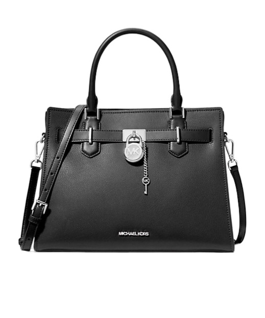 Michael Kors Hamilton Medium Leather Satchel In Black