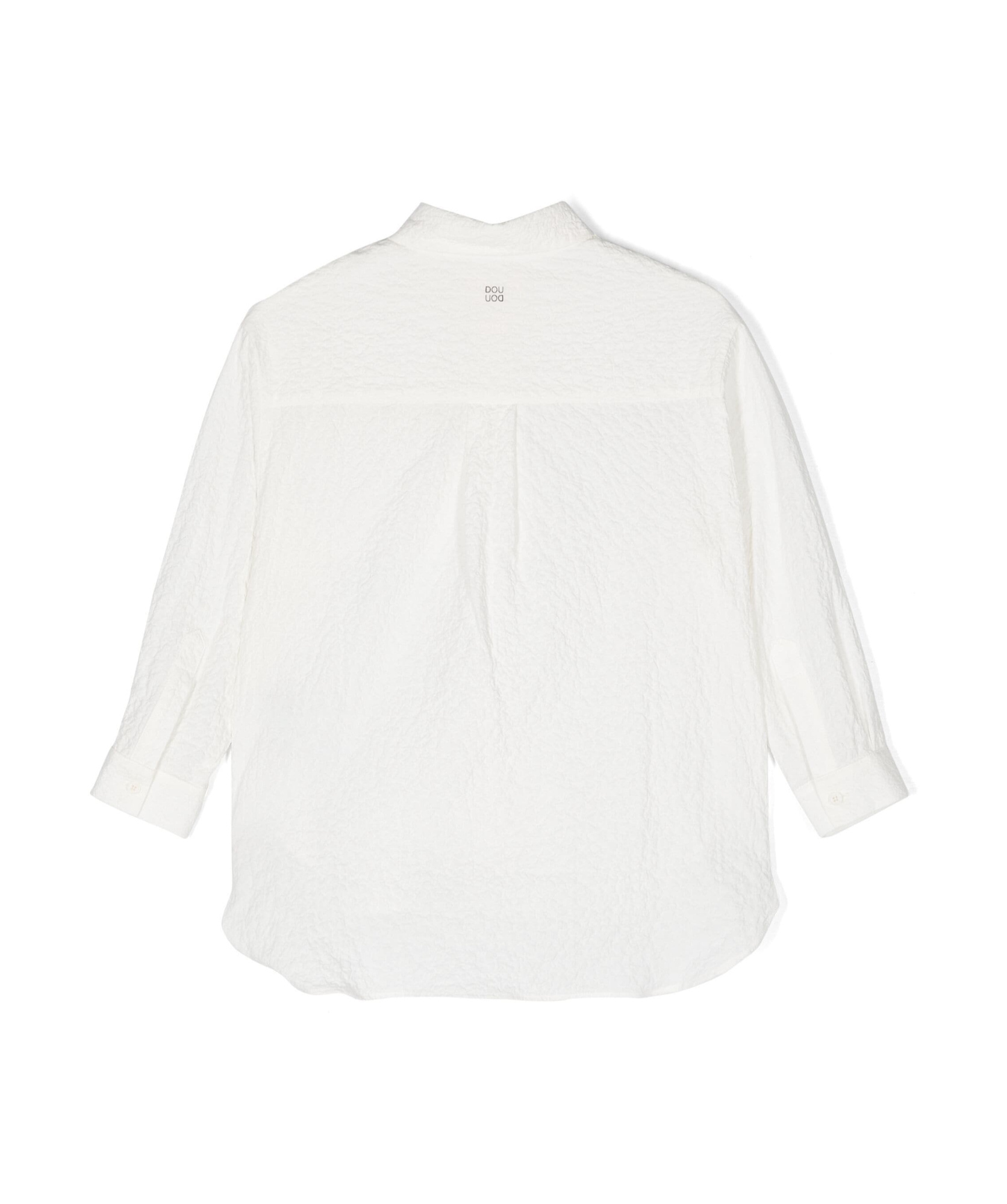 Douuod Seersucker Long-sleeve Shirt In White