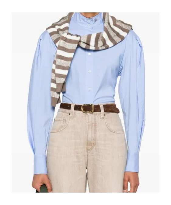 Brunello Cucinelli Puffed Sleeve Blouse In Blue