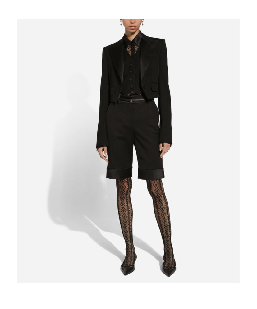Dolce & Gabbana Wool Gabardine Short Jacket In Black