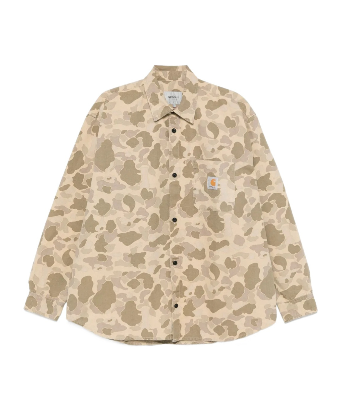 Carhartt Work In Progress Camo Duck Cotton Canvas Button-up Shirt In Nude