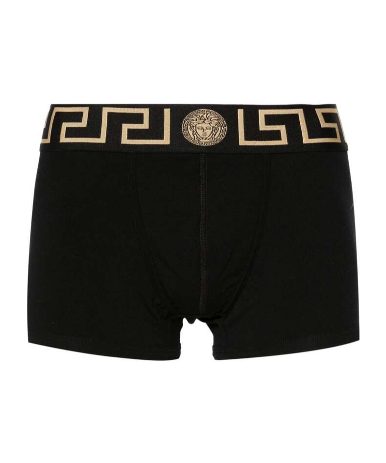 Versace Black Briefs With Elastic Waist With Medusa Print In Black