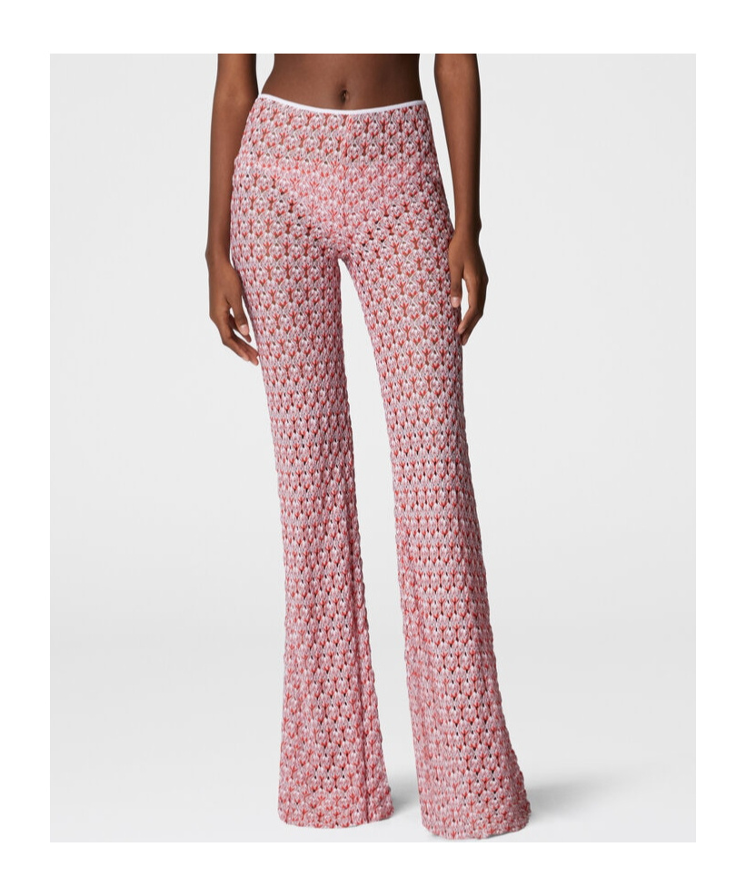Shop Missoni Low-rise Lace Trousers In Red