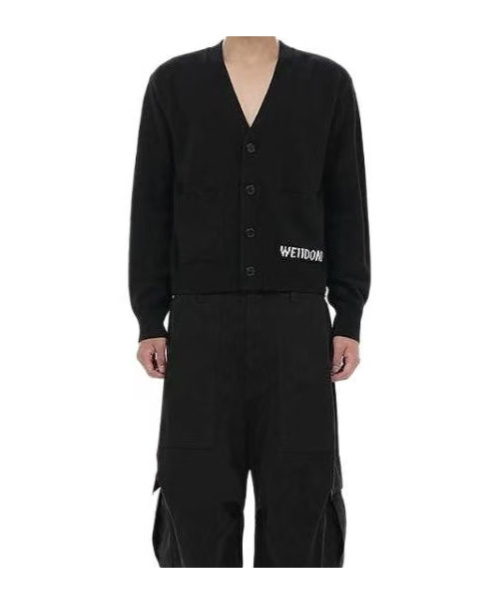 We11 Done Long-sleeved Knitted Cardigan In Black