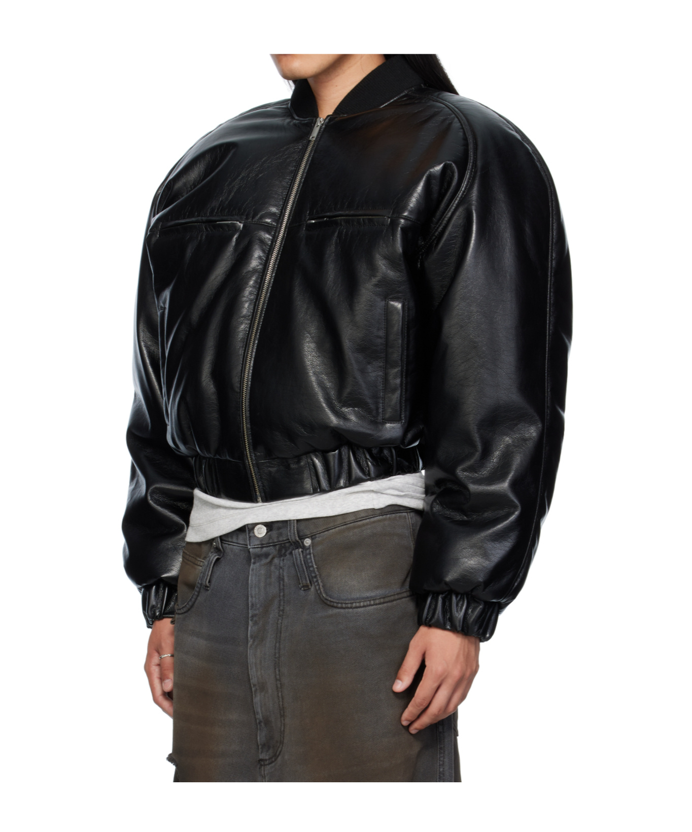 Lu'u Dan Riot Synthetic Leather Bomber Jacket In Black