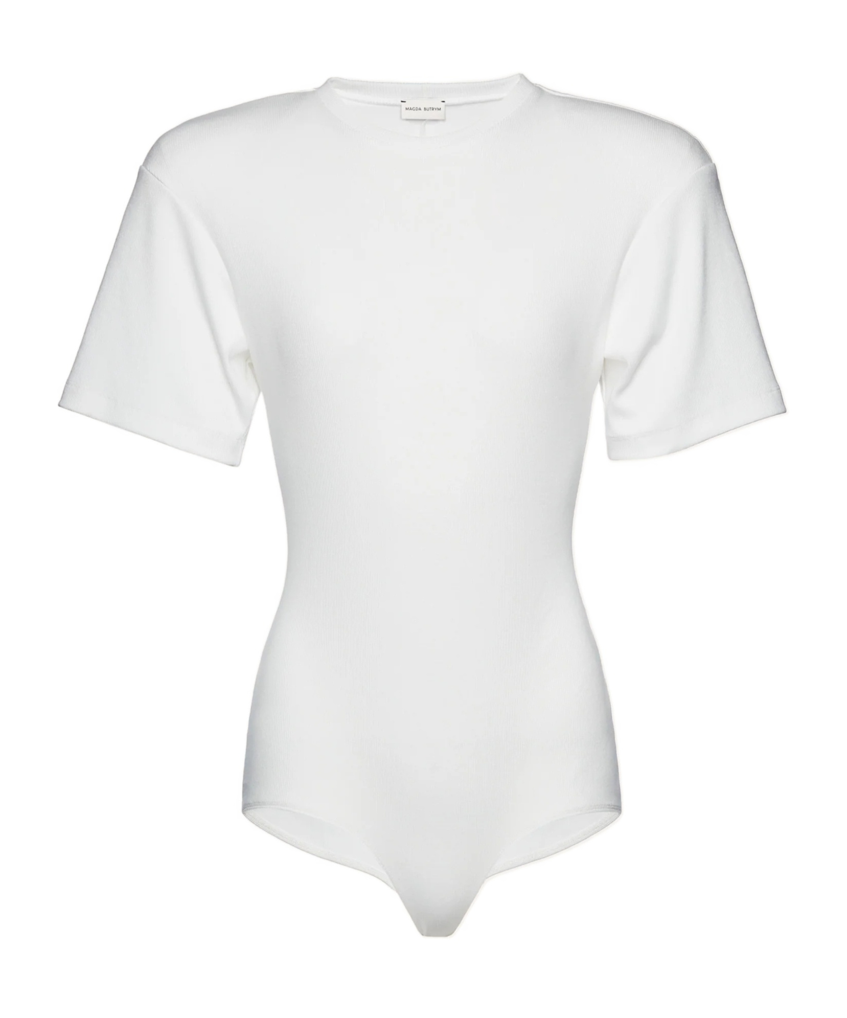 Magda Butrym Ribbed Short Sleeve Bodysuit In Cream