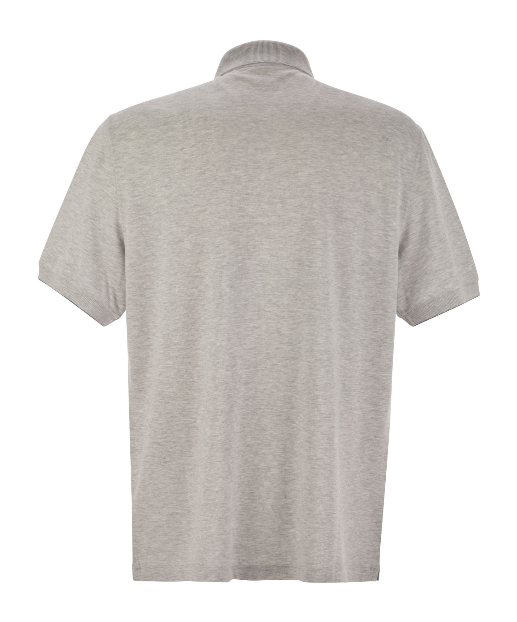 Brunello Cucinelli Cotton Polo Shirt With Printed Logo In Gray
