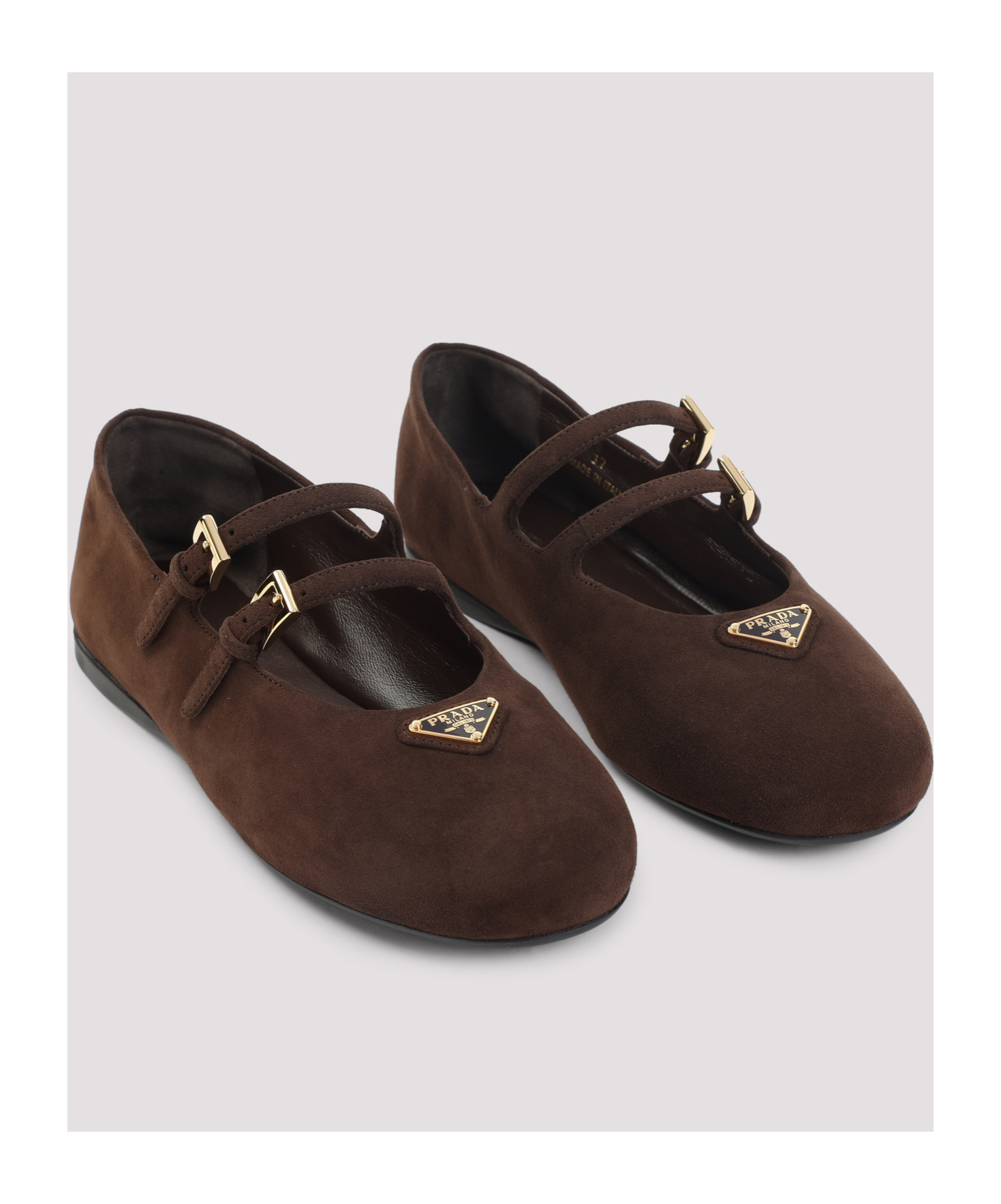 Prada Suede Ballerinas With Flat Sole And Round Toe In Burgundy