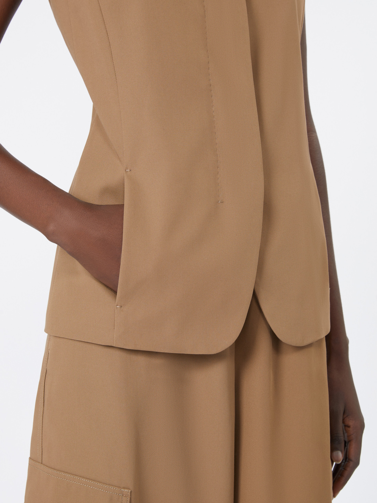 Max Mara Cotton Twill Gilet In Brown