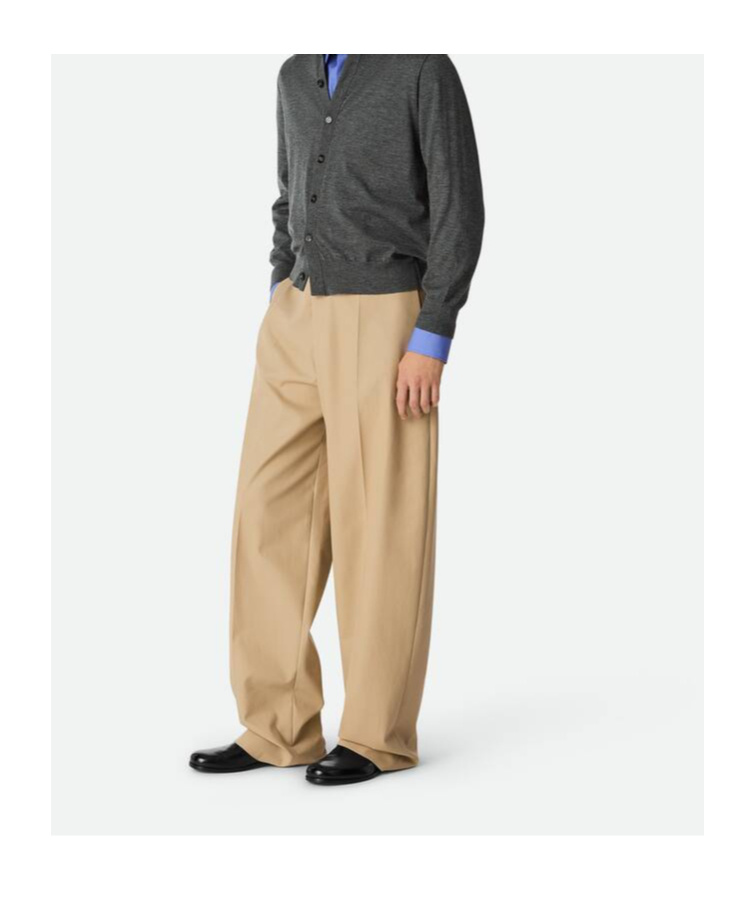 Bottega Veneta Cotton Twill Straight Pants In Light Brown