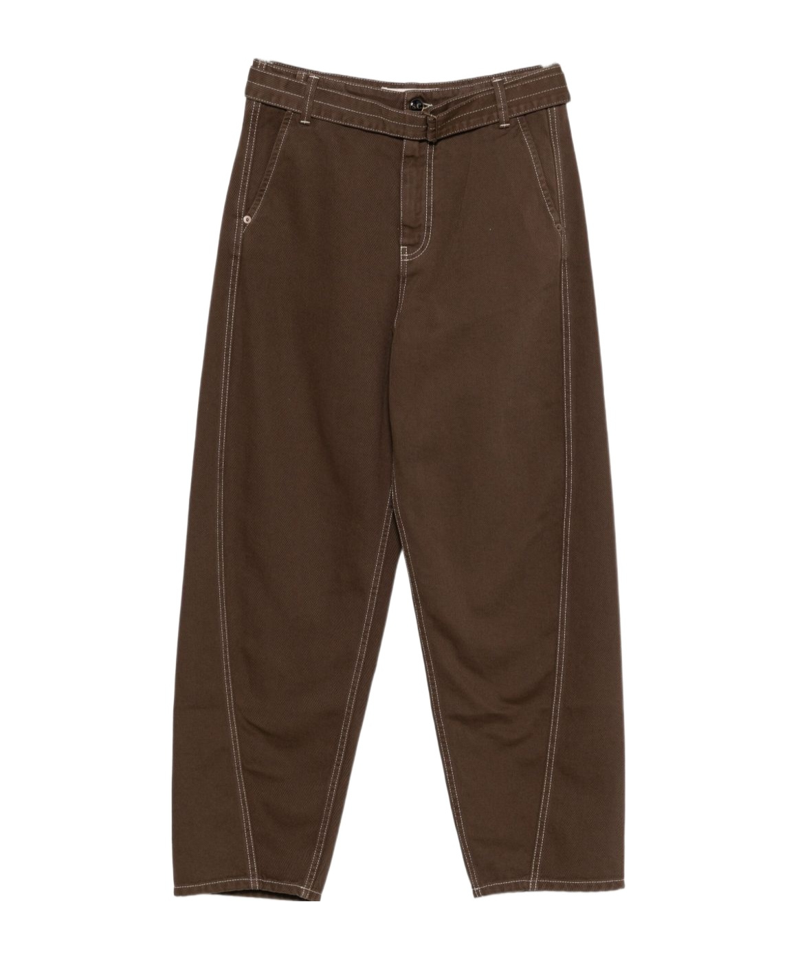Semicouture Denim Trousers With Belt Loops In Brown