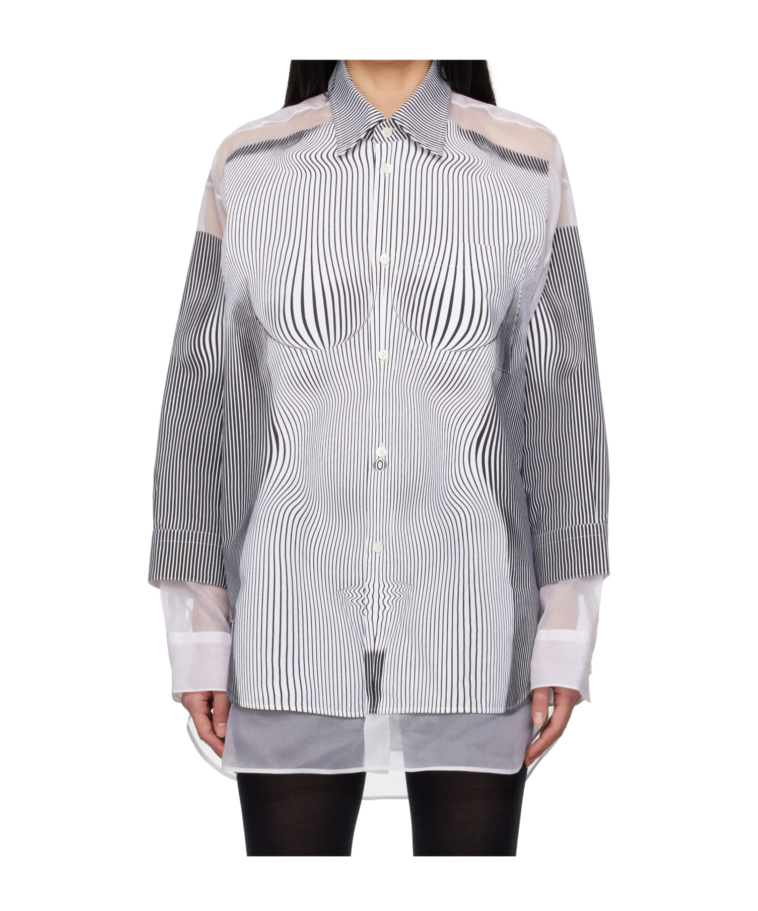 Jean Paul Gaultier Oversized Shirt In Printed Organza And Polyester In Multi