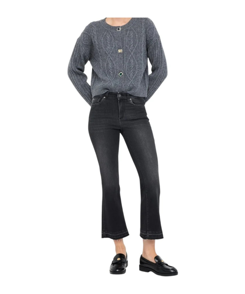 Liu •jo Button Long-sleeved Sweater In Gray