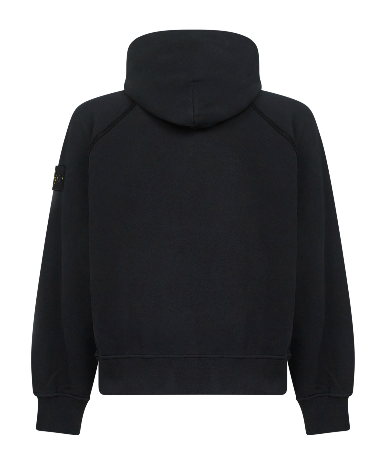 Stone Island Organic Cotton Fleece Hoodie In Black
