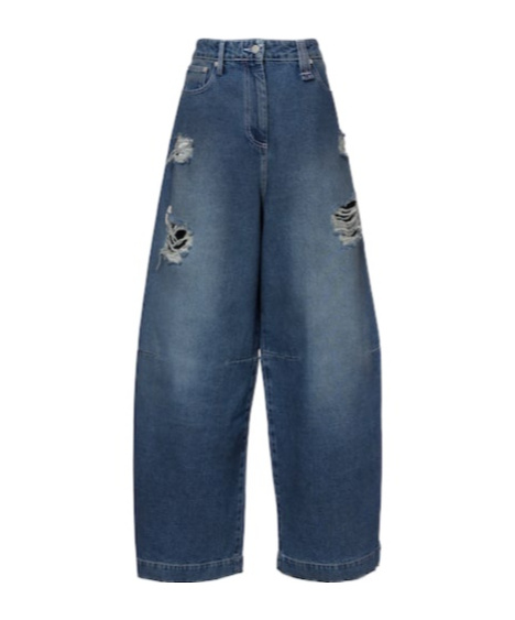 Simone Rocha Distressed High-rise Wide-leg Jeans In Blue